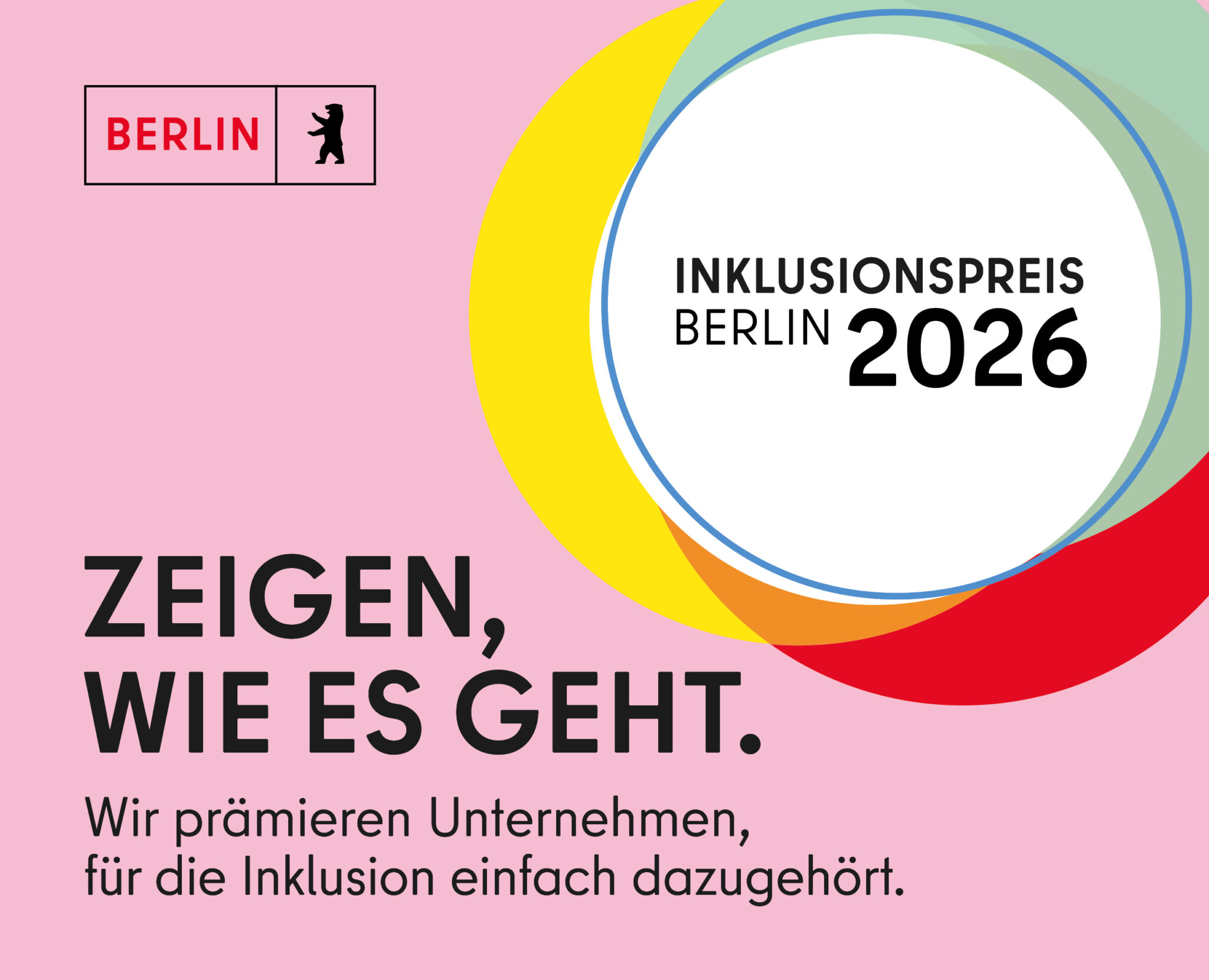 Logo des Berliner Inklusionspreises mit dem Slogan "Zeigen, wie es geht."