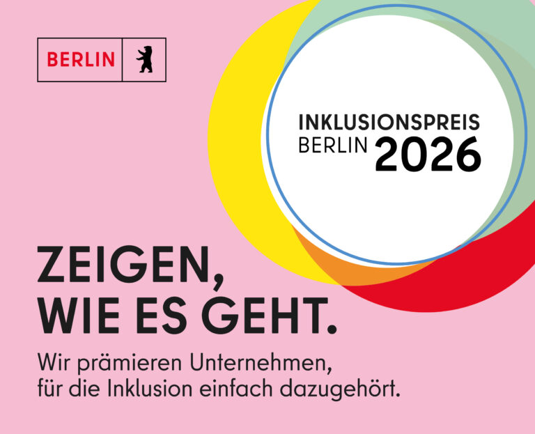 Logo des Berliner Inklusionspreises mit dem Slogan "Zeigen, wie es geht."
